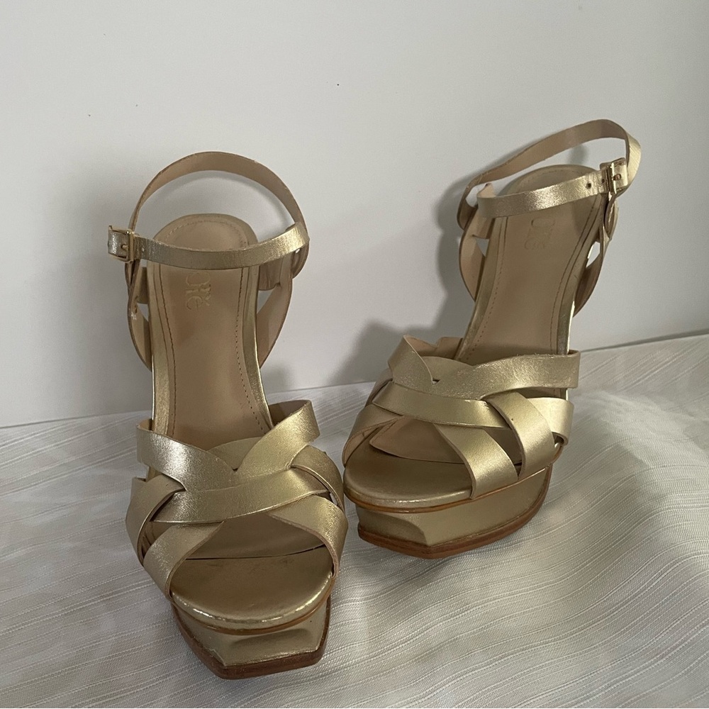 Gold Strappy Women's Heels